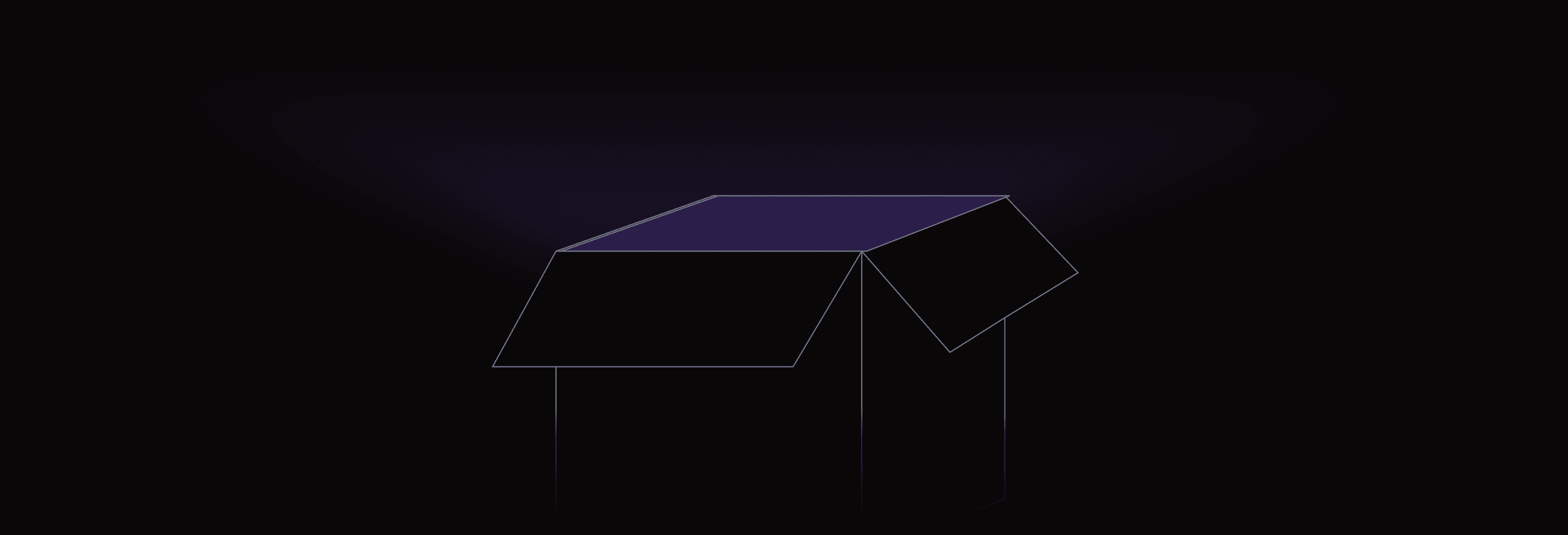 Open shipping box lit from within