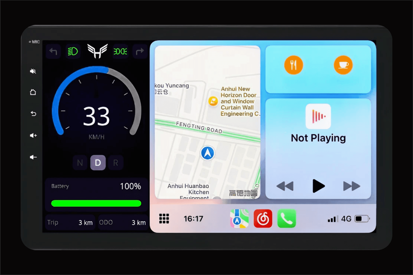 Keogram Display running the dashboard next to CarPlay maps and now-playing controls
